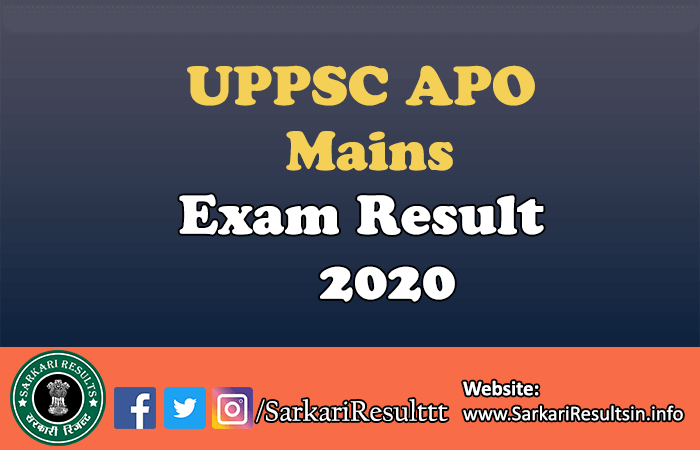 UPPSC APO Mains Interview Letter 2020